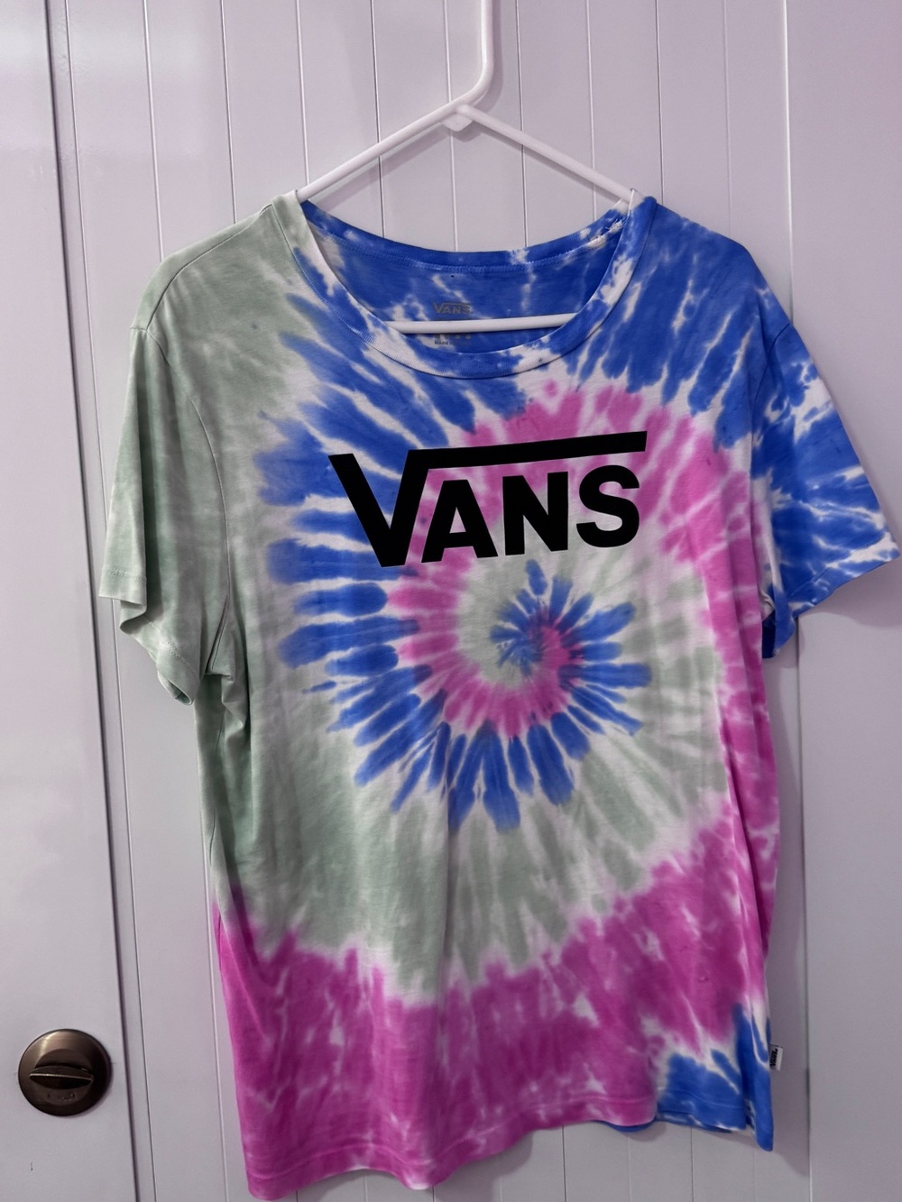 Vans Tie-Dye Logo Tee in Blue, Pink & Green